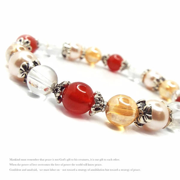 天然石 ブレスレット ゴールデンオーラ *カーネリアン*パール