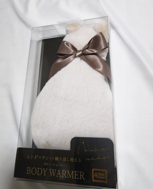 ボディーウォーマー　温活グッズ　ねこ　アイボリー